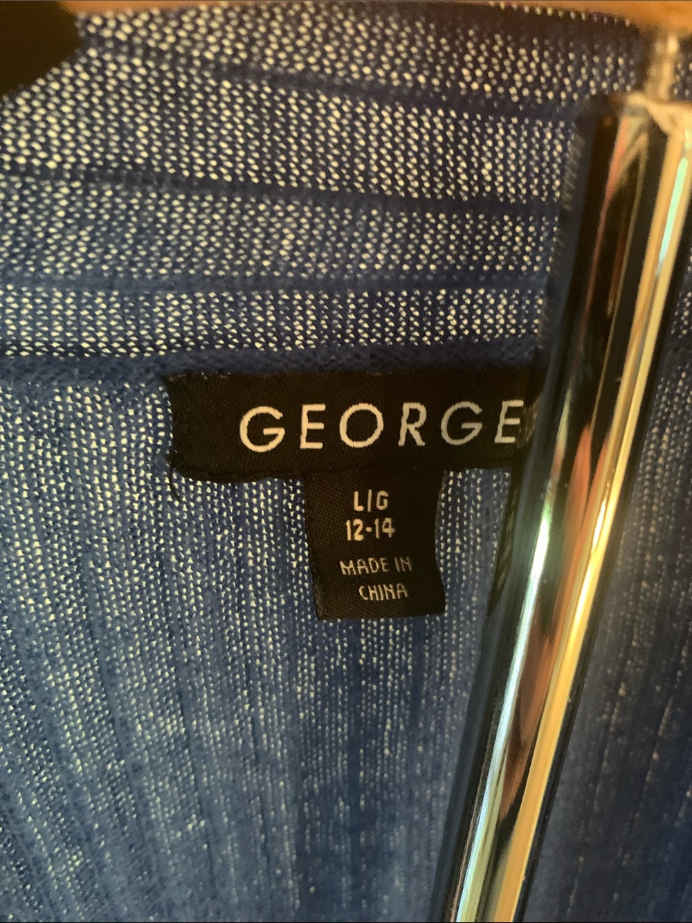 George Open-Front Ribbed Cardigan in Blue - Picture 2 of 3